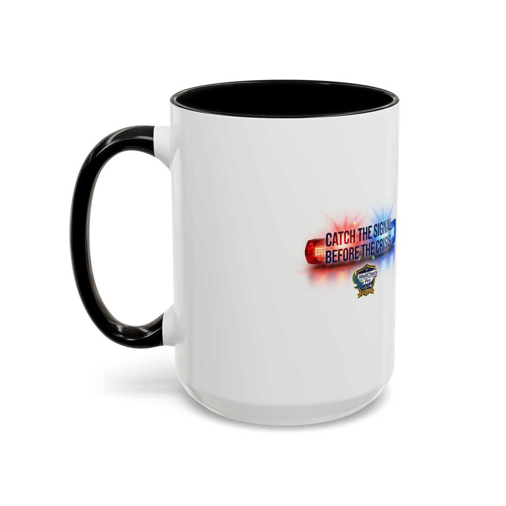 WellCheck Pro Accent Coffee Mug – "Ignite the Signal" Rescue & Crisis Response Design (11/15oz)