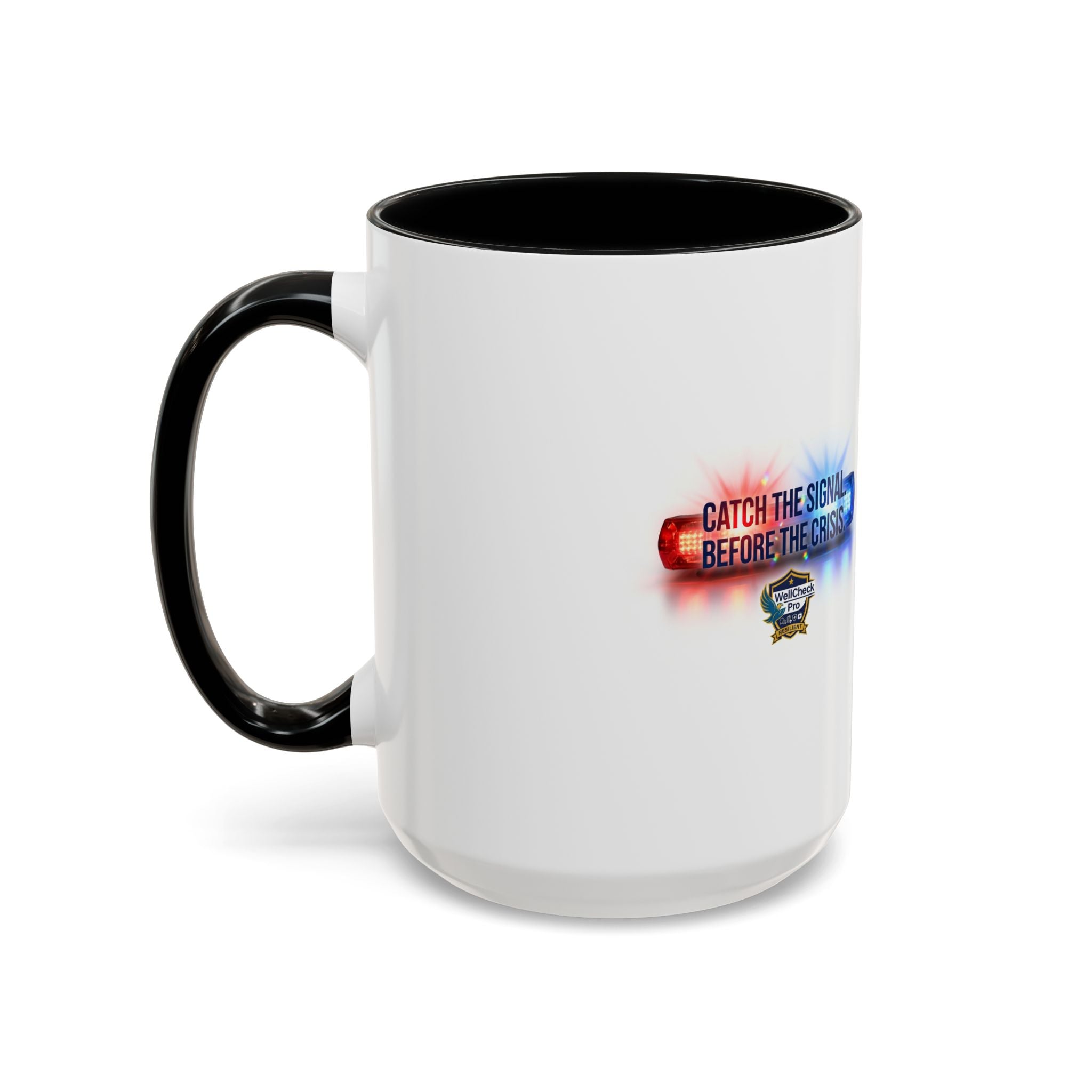 WellCheck Pro Accent Coffee Mug – "Ignite the Signal" Rescue & Crisis Response Design (11/15oz)