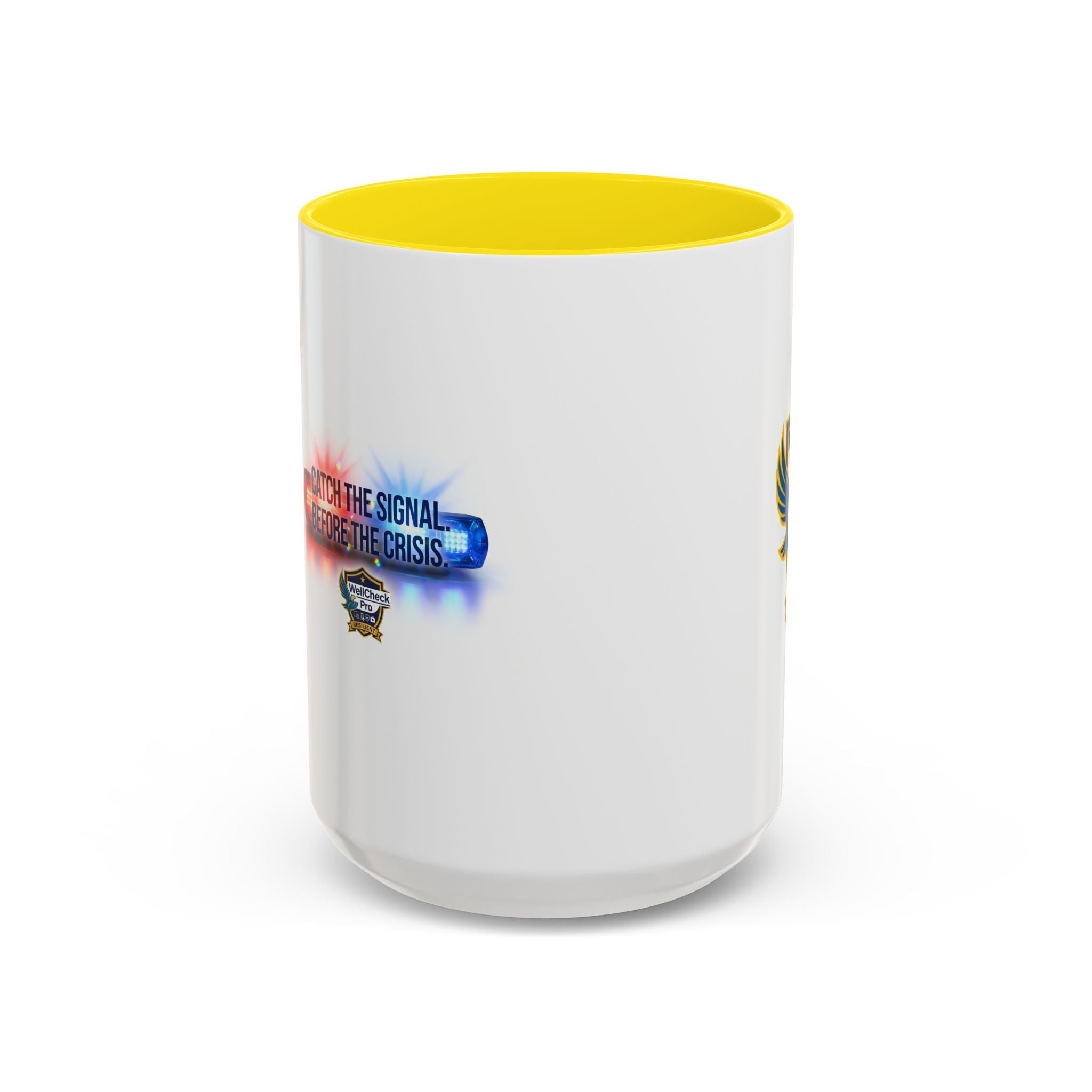 WellCheck Pro Accent Coffee Mug – "Ignite the Signal" Rescue & Crisis Response Design (11/15oz)