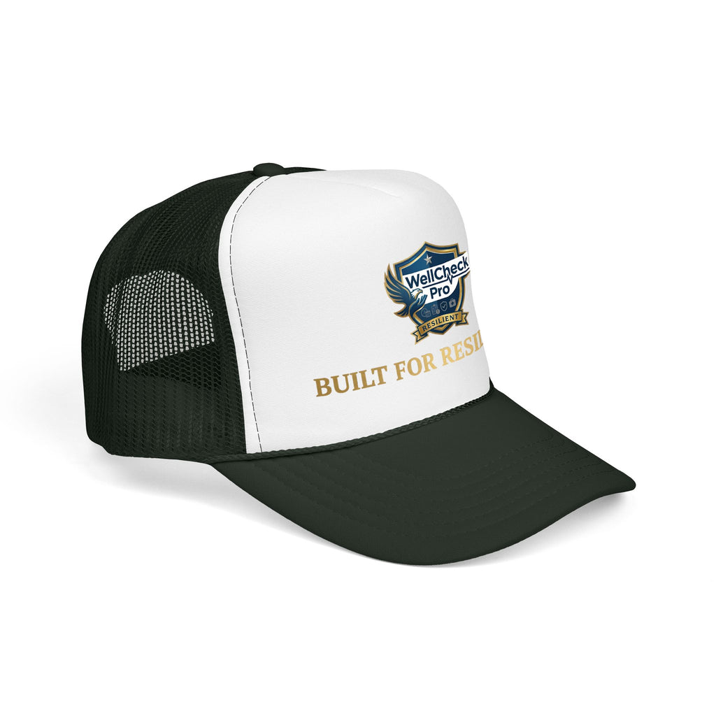 Built for Resilience Foam Trucker Hat — WellCheck Pro Logo Cap