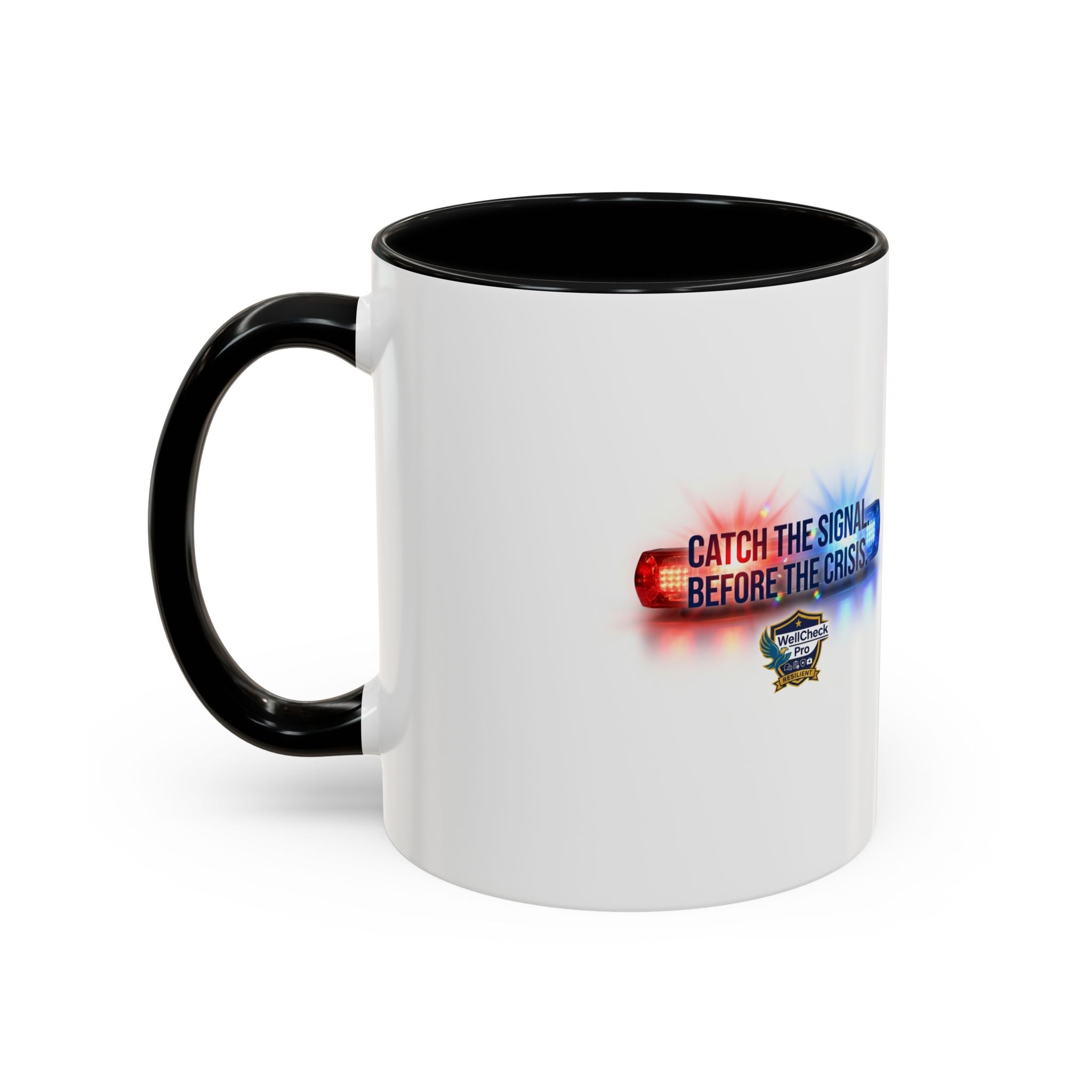 WellCheck Pro Accent Coffee Mug – "Ignite the Signal" Rescue & Crisis Response Design (11/15oz)
