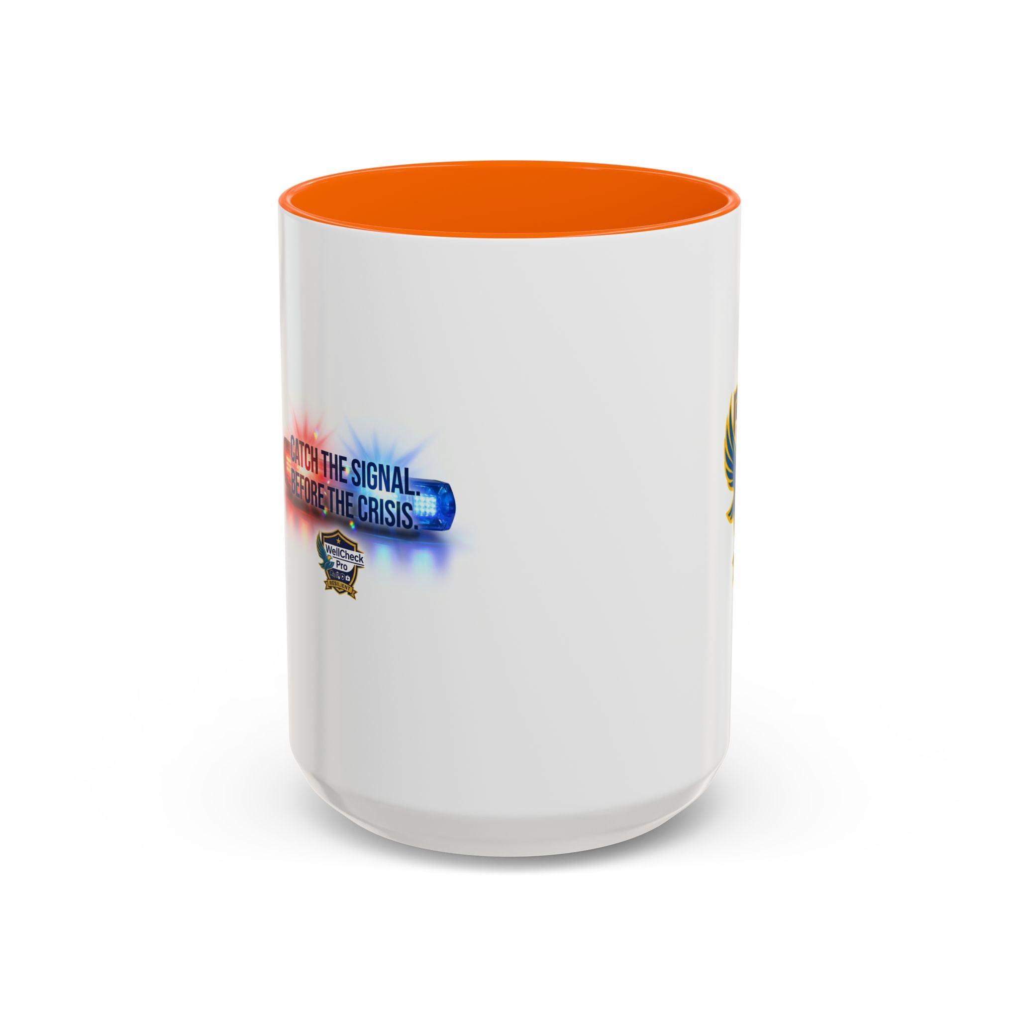 WellCheck Pro Accent Coffee Mug – "Ignite the Signal" Rescue & Crisis Response Design (11/15oz)