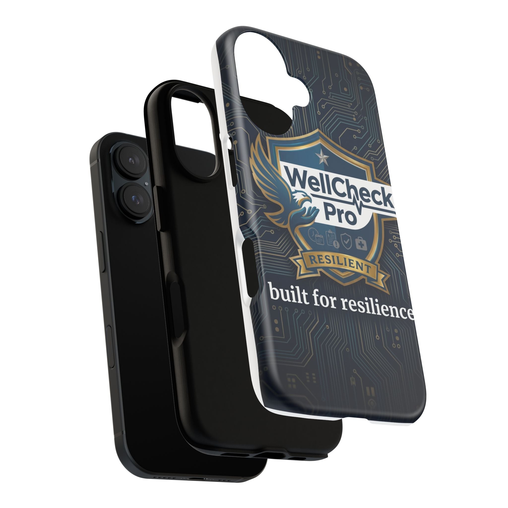 WellCheck Pro Tough Phone Case — "Built for Resilience" Shield Design