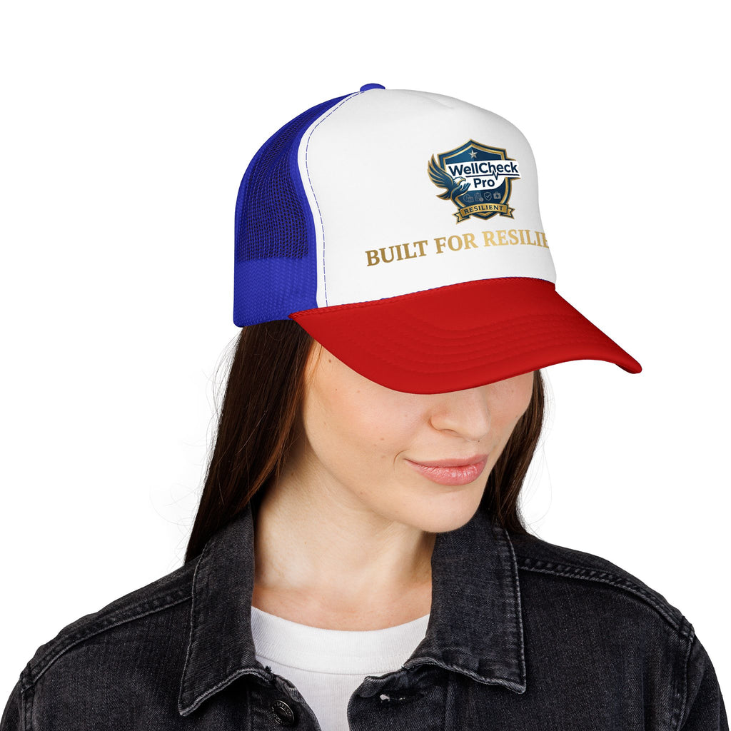 Built for Resilience Foam Trucker Hat — WellCheck Pro Logo Cap