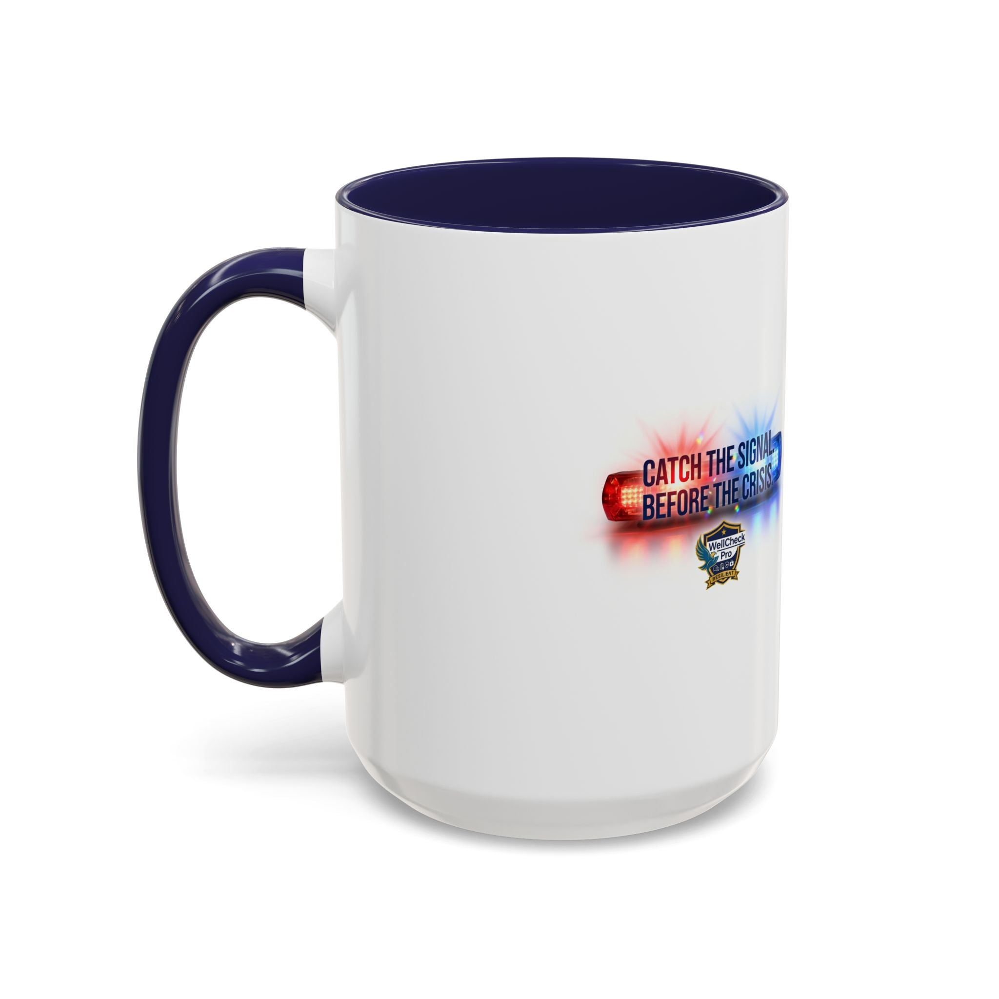 WellCheck Pro Accent Coffee Mug – "Ignite the Signal" Rescue & Crisis Response Design (11/15oz)