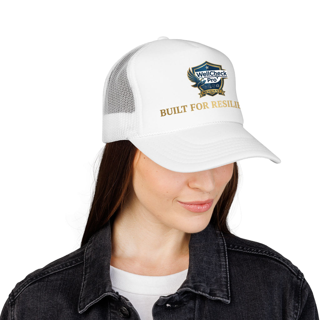 Built for Resilience Foam Trucker Hat — WellCheck Pro Logo Cap