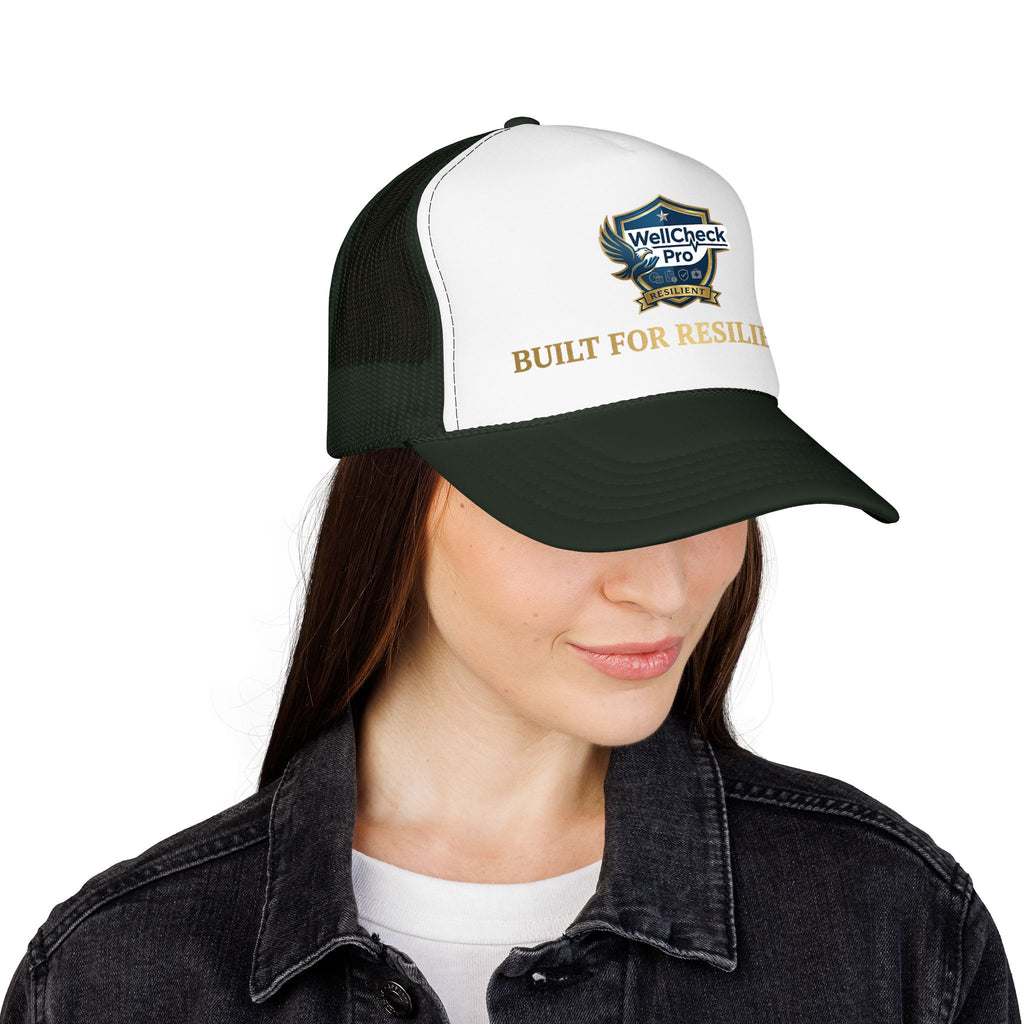 Built for Resilience Foam Trucker Hat — WellCheck Pro Logo Cap