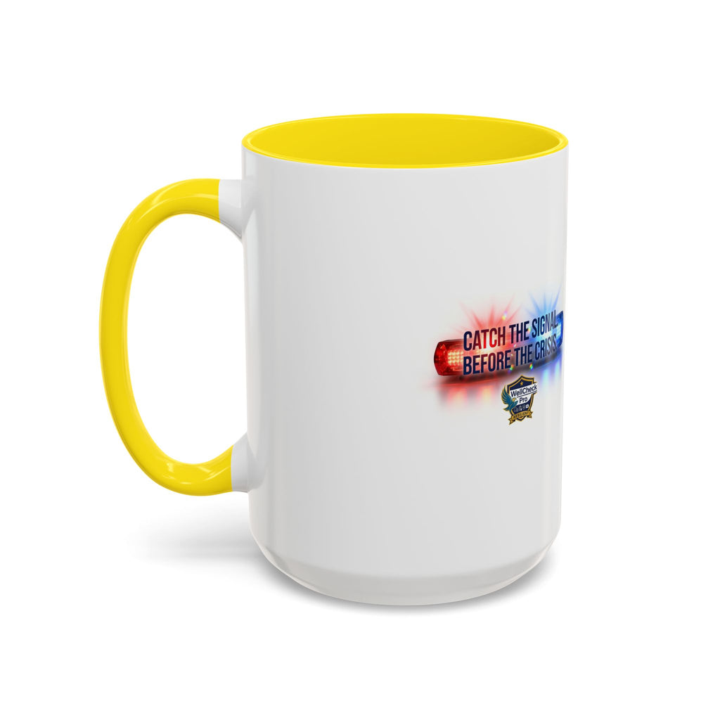WellCheck Pro Accent Coffee Mug – "Ignite the Signal" Rescue & Crisis Response Design (11/15oz)