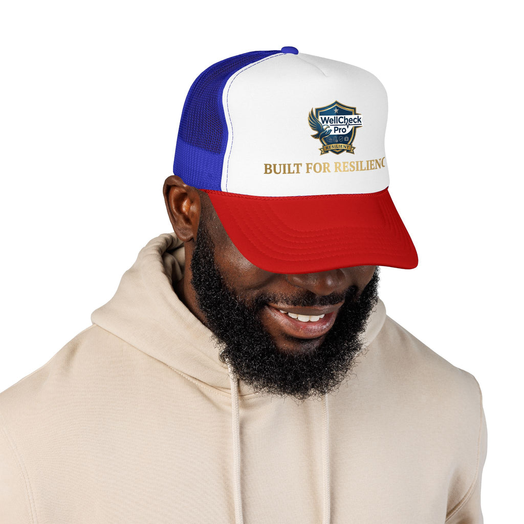 Built for Resilience Foam Trucker Hat — WellCheck Pro Logo Cap