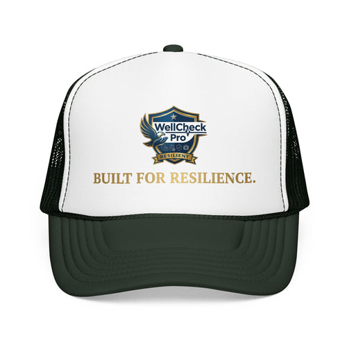 Built for Resilience Foam Trucker Hat — WellCheck Pro Logo Cap