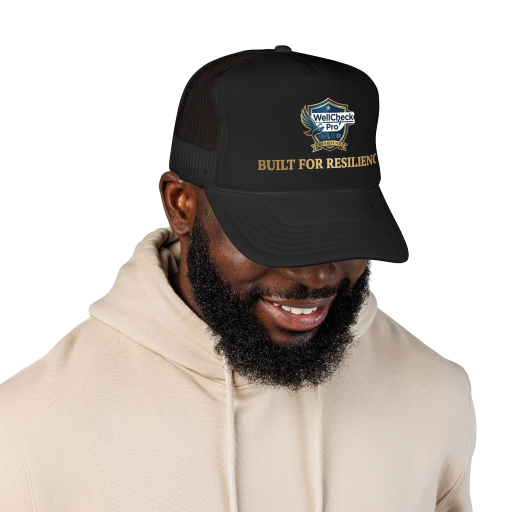 Built for Resilience Foam Trucker Hat — WellCheck Pro Logo Cap