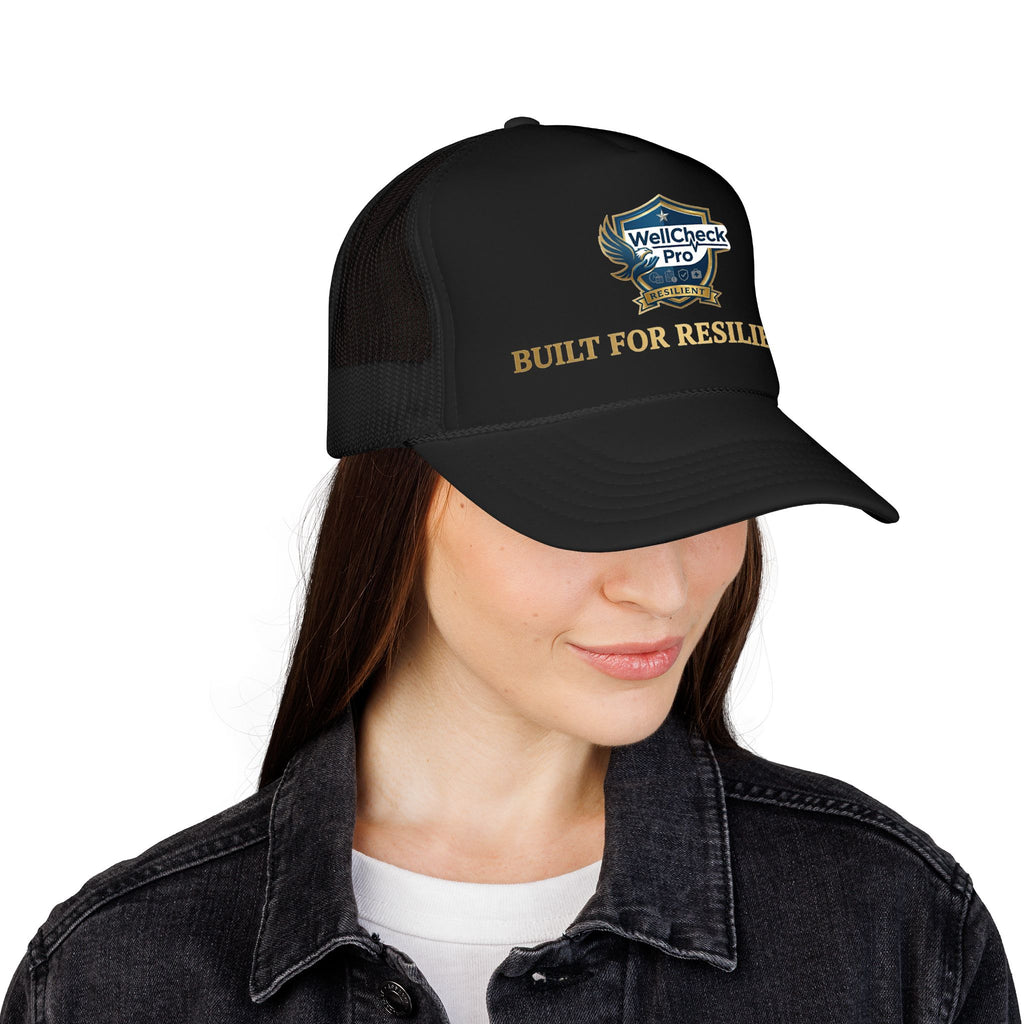 Built for Resilience Foam Trucker Hat — WellCheck Pro Logo Cap