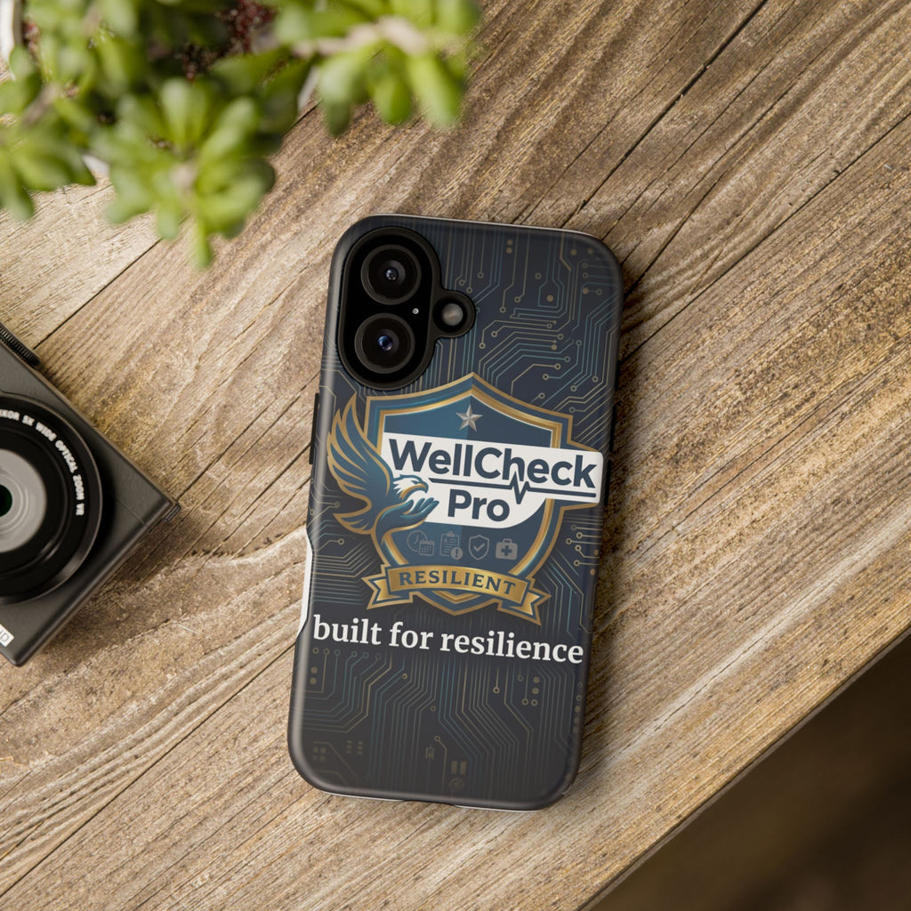 WellCheck Pro Tough Phone Case — "Built for Resilience" Shield Design